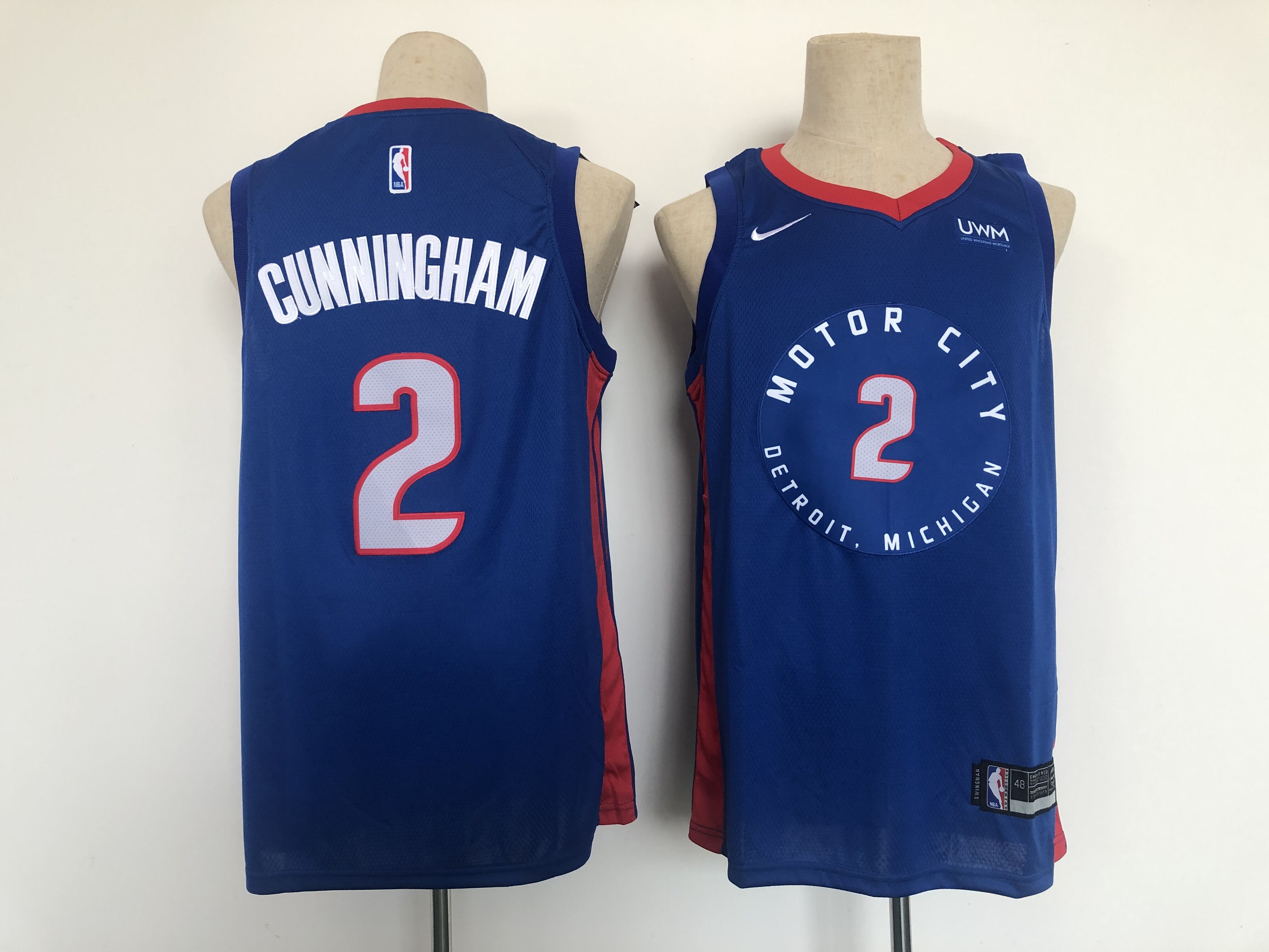 Men Detroit Pistons 2 Cunningham Blue City Edition Game Nike 2021 NBA Jersey